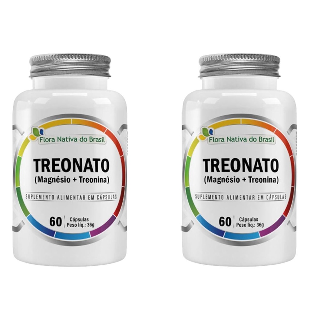 2x Magnésio L Treonato Puro Concentrado 120 Cápsulas 600mg Flora Nativa do Brasil