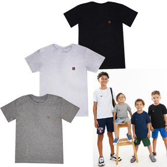 3 Camisetas Manga Curta Juvenil Menino Lisa Roupa Infantil Masculina T-shirt Básica Criança 4-14