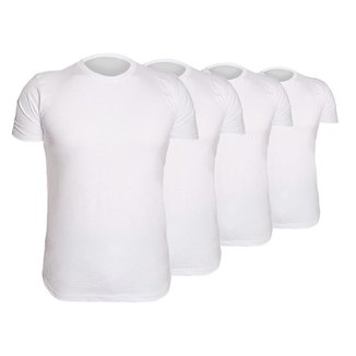 5 Camiseta Brancas Masculina Básica Gola Redonda Em Algodão Premium Malha