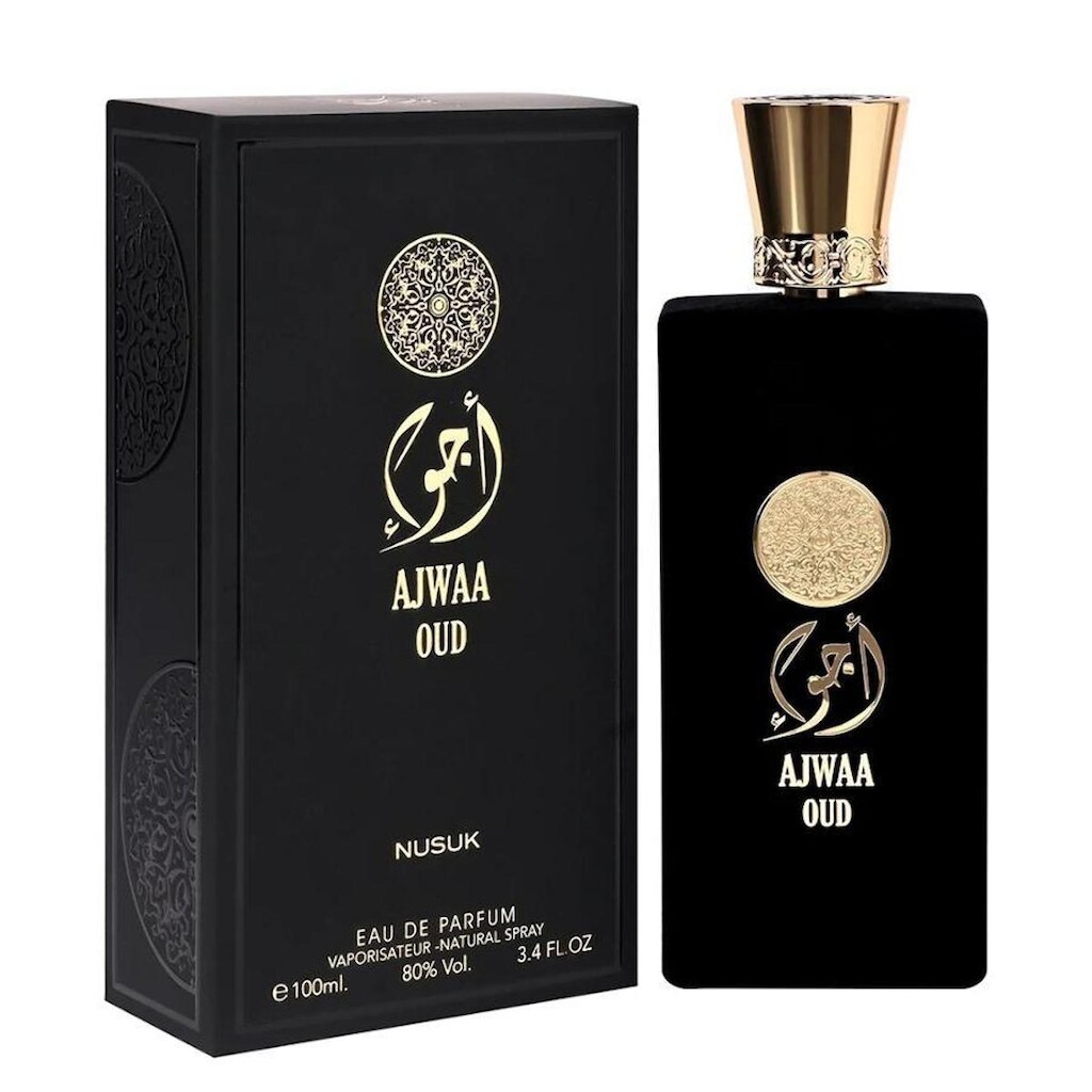 Ajwaa Oud Black Nusuk Perfume Masculino Eau de Parfum 100ml Árabe