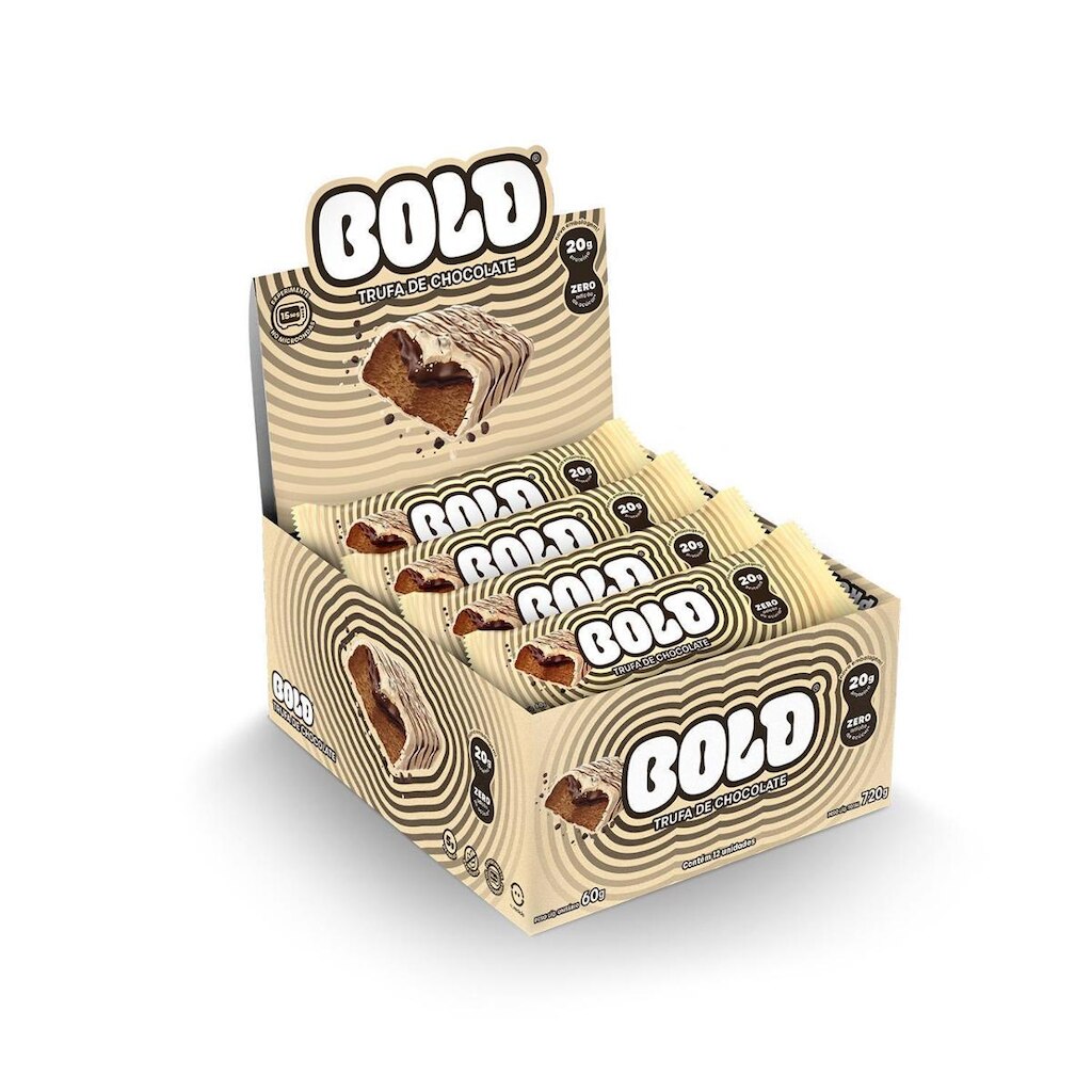 Barra de Proteína BOLD Snacks Trufa de Chocolate (20g de Proteína) - Caixa com 12 unidades