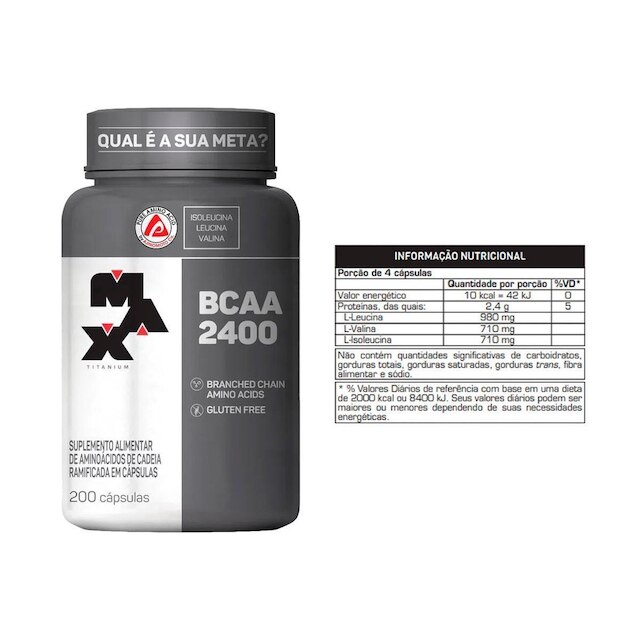 BCAA 2400 Mg Pote Com 200 Capsulas - Max Titanium
