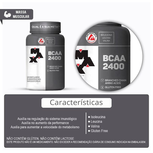 BCAA 2400 Mg Pote Com 200 Capsulas - Max Titanium