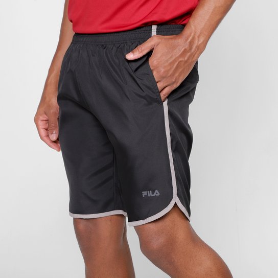 Bermuda Fila Curve Letter Masculina - Preto+Cinza Menor preço em Bermuda Fila Curve Letter Masculina - Preto+Cinza