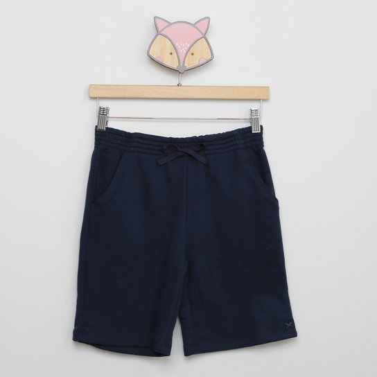 Bermuda Infantil Hering Moletinho Masculina - Azul Escuro Menor preço em Bermuda Infantil Hering Moletinho Masculina - Azul Escuro