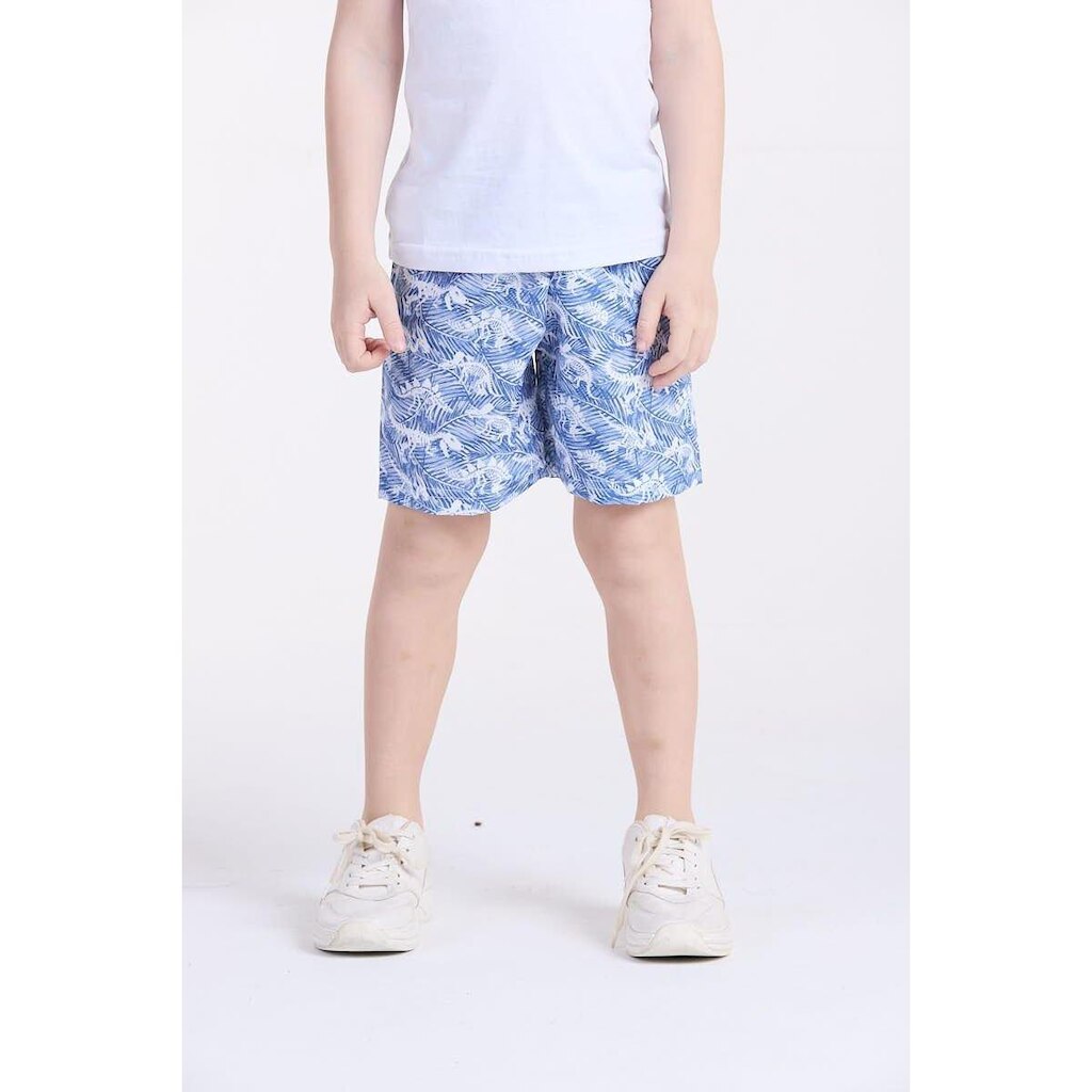 Bermuda Infantil Tactel Dinos Azul