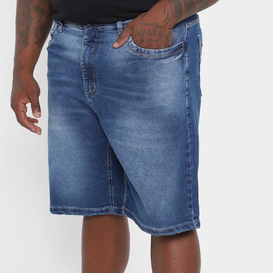 Bermuda Jeans Fatal Slim Plus Size Masculina - Azul Menor preço em Bermuda Jeans Fatal Slim Plus Size Masculina - Azul