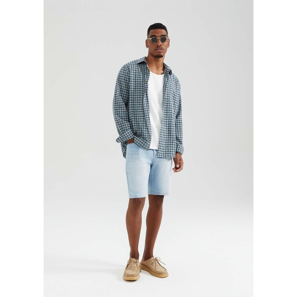 Bermuda Jeans Masculina Reta Com Elastano - Azul 048