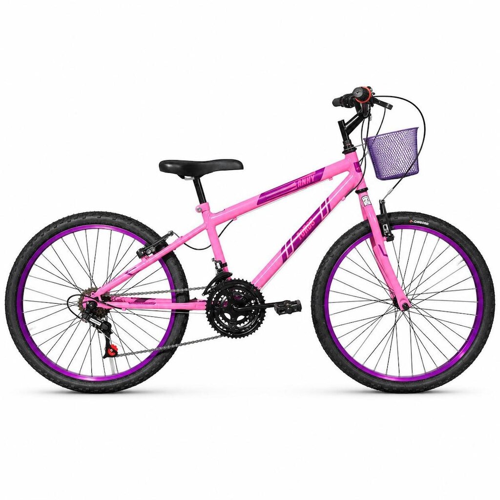 Bicicleta Aro 24 C/cestinha Forss Anny 18 Marchas Rosa