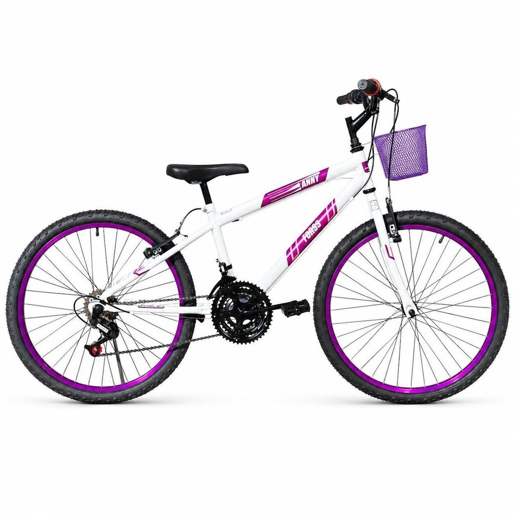 Bicicleta Aro 24 C/cestinha Forss Anny 18 Marchas Violeta