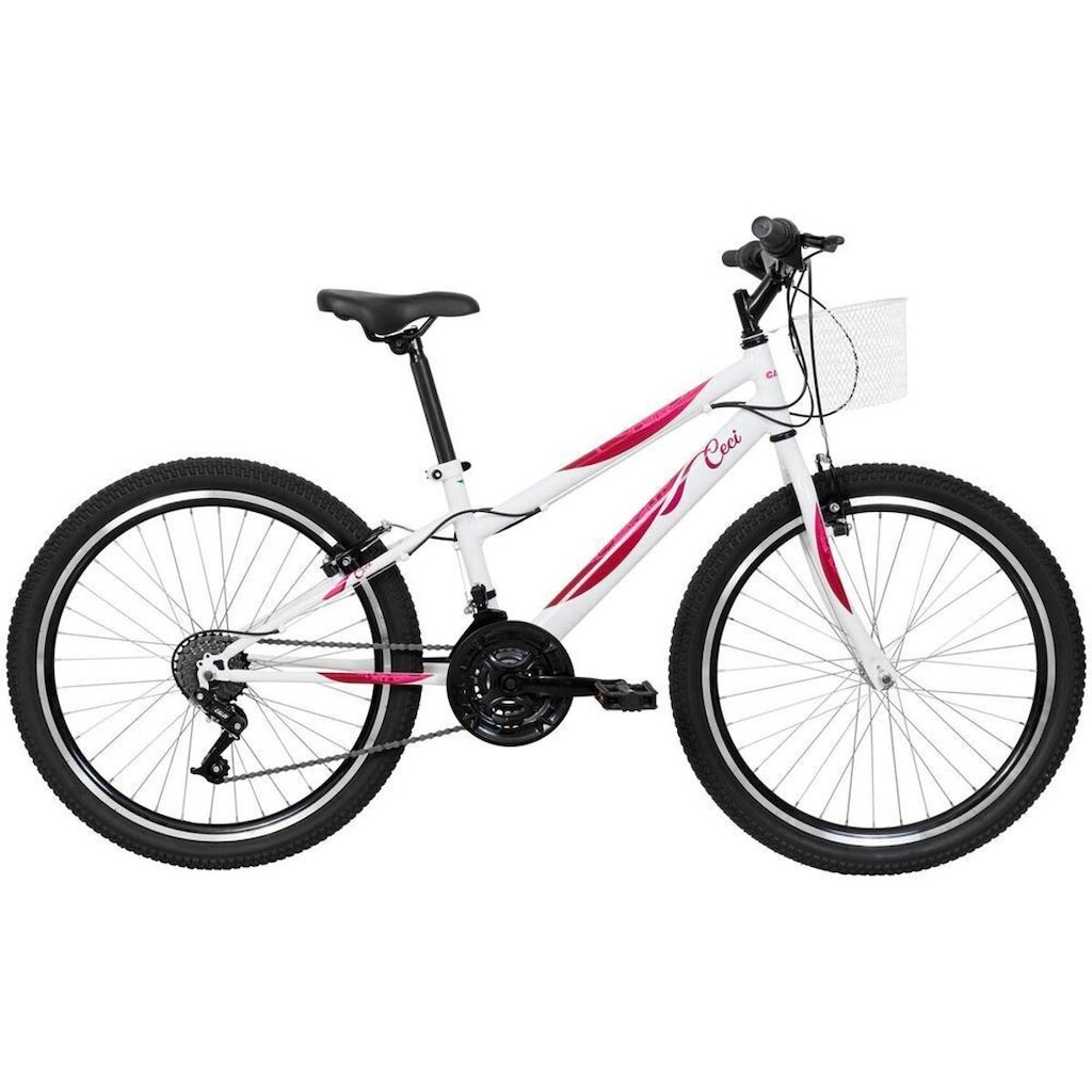Bicicleta Aro 24 Infantil Caloi Ceci Branca 21 Marchas