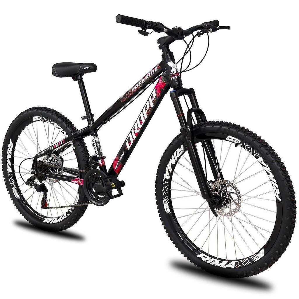 Bicicleta aro 26 Dropp Freeride Alumínio 21 Marchas Freios a disco supensão