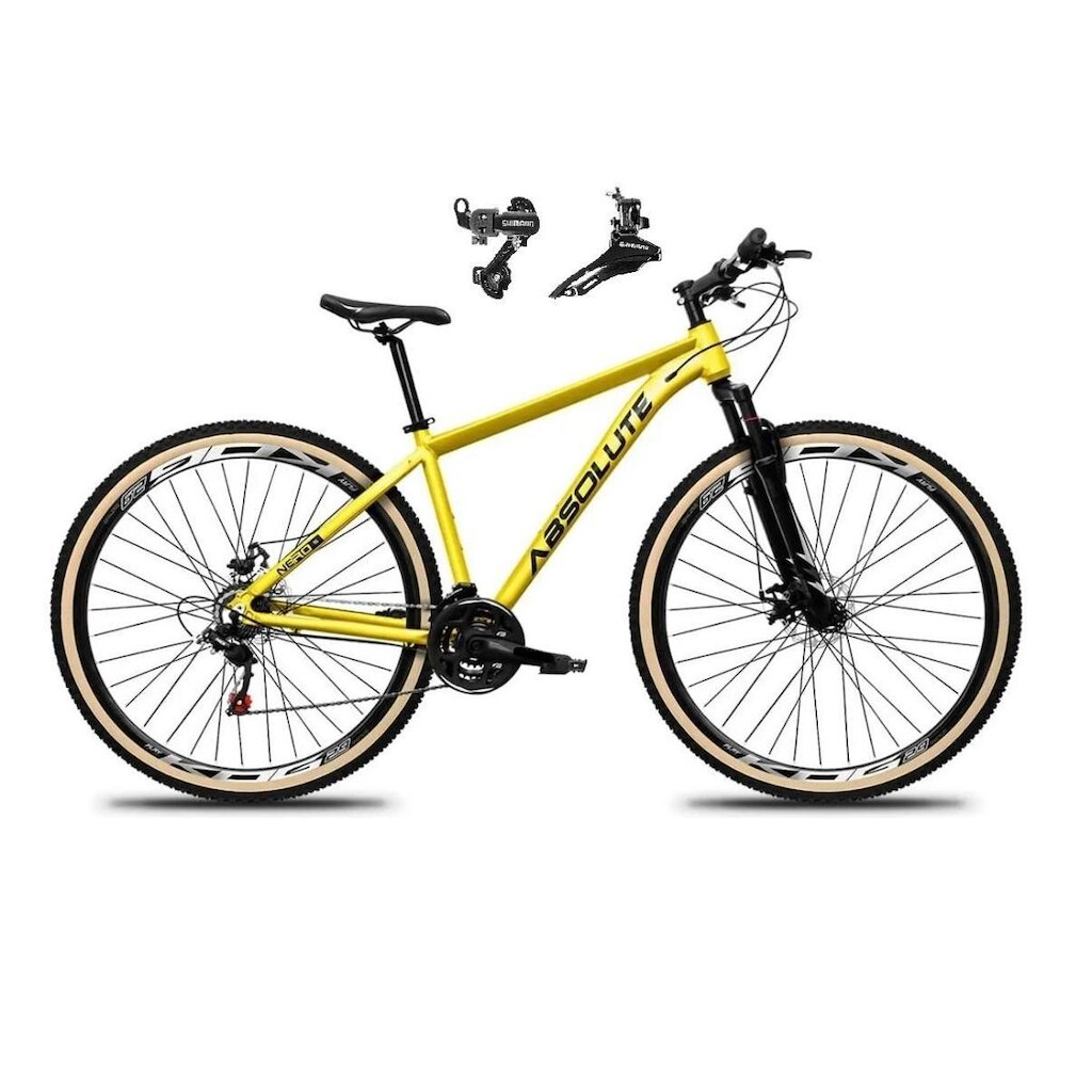 Bicicleta Aro 29 Absolute Nero 5 Alumínio 24v Câmbios Shimano Tz Freio Disco Susp.Diant Pneu Faixa