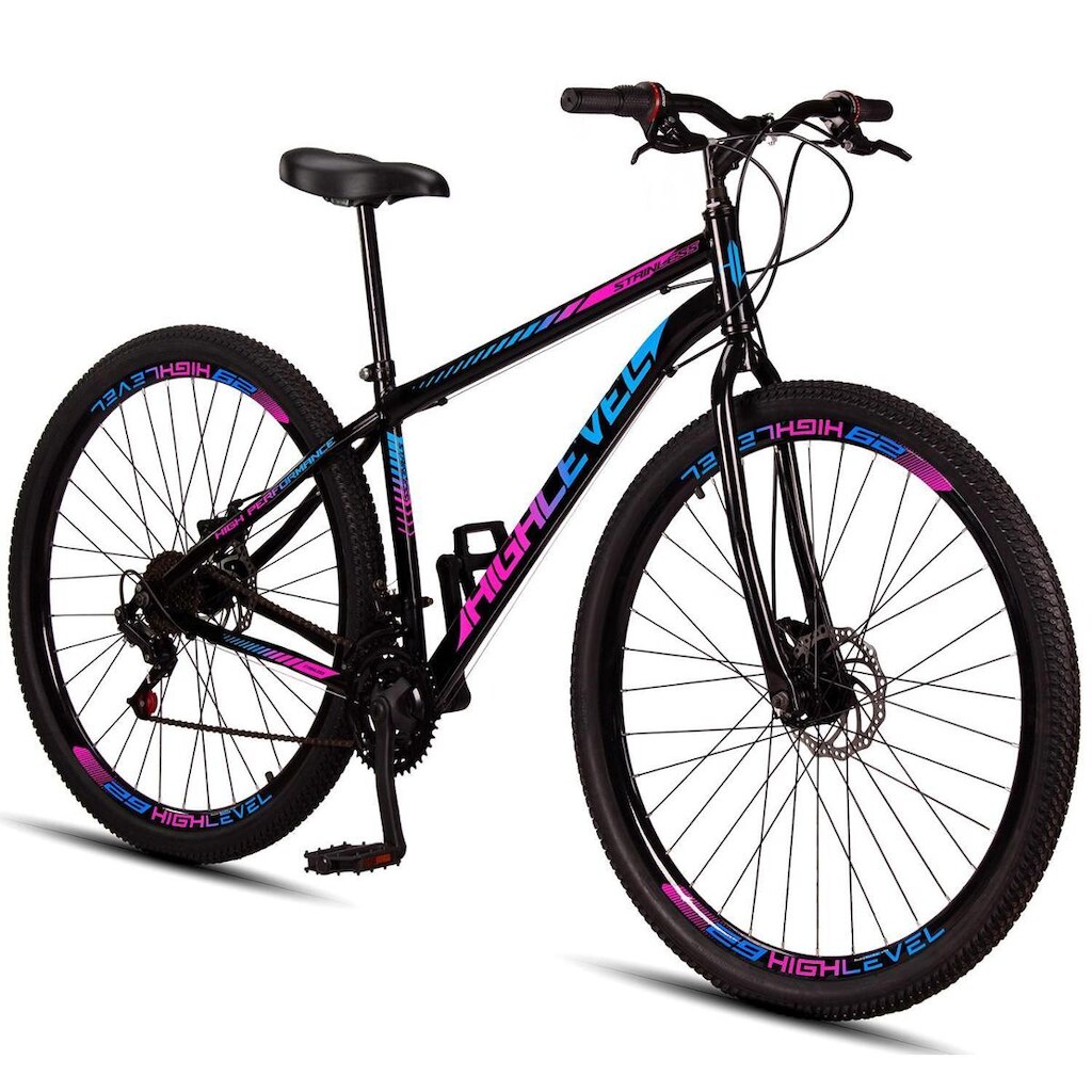Bicicleta Aro 29 Aço Carbono HighLevel Freios A Disco 21 Vel