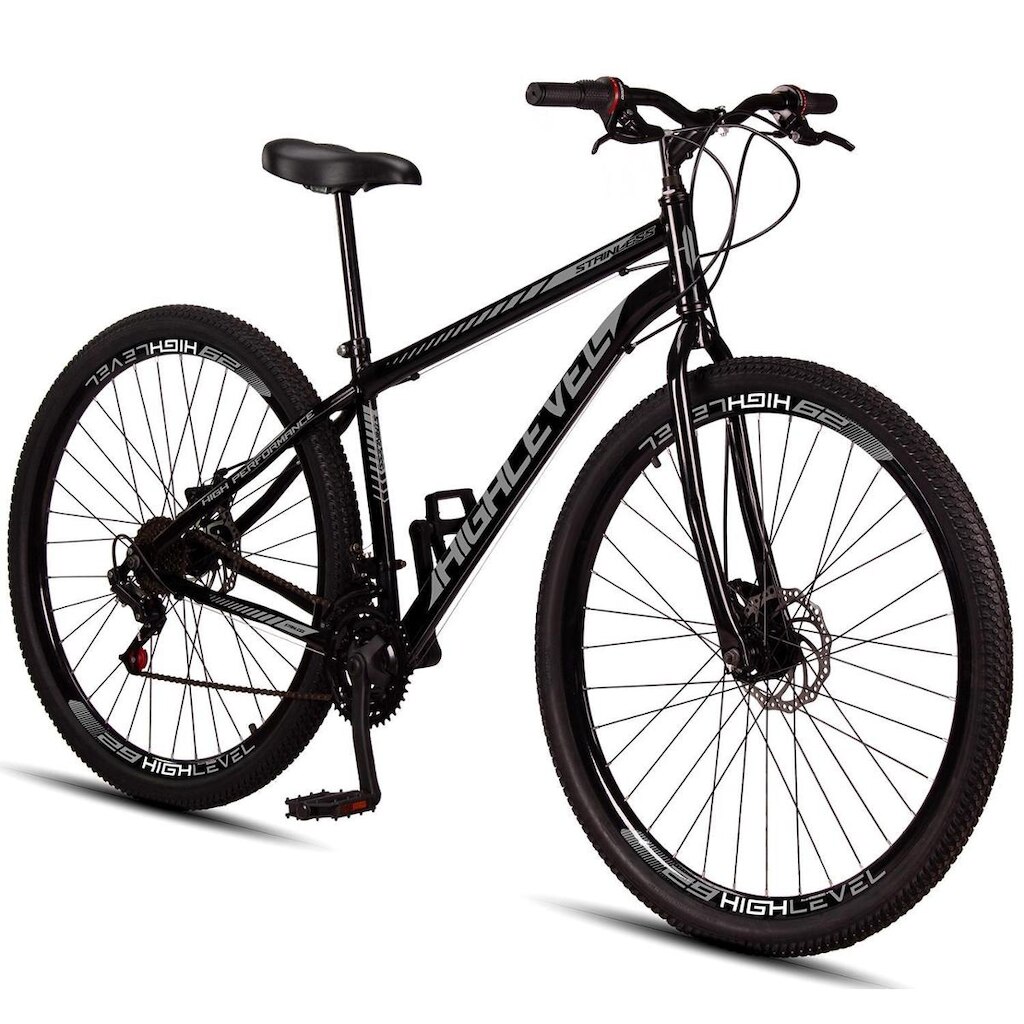 Bicicleta Aro 29 Aço Carbono HighLevel Freios A Disco 21 Vel