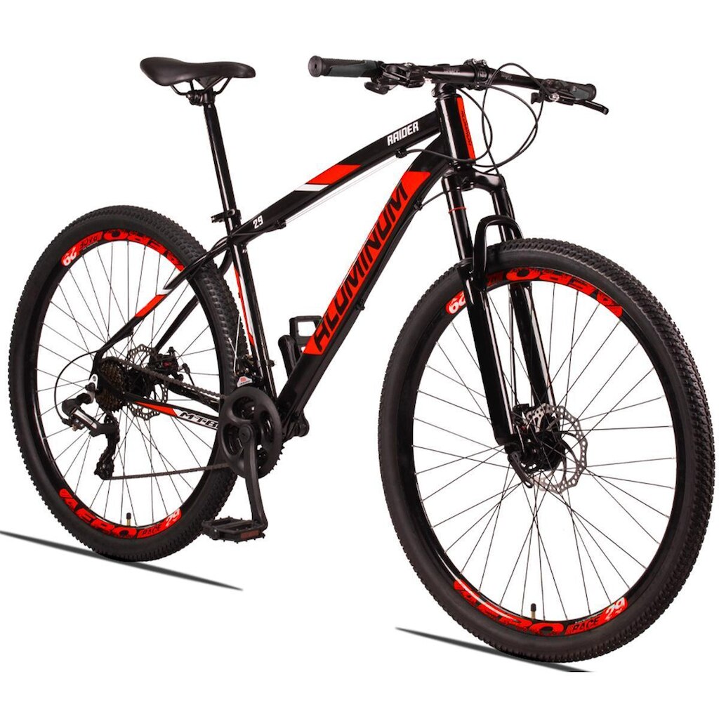 Bicicleta Aro 29 Aluminum Raider 24 Marchas Vel Index Freio a Disco Alumínio MTB