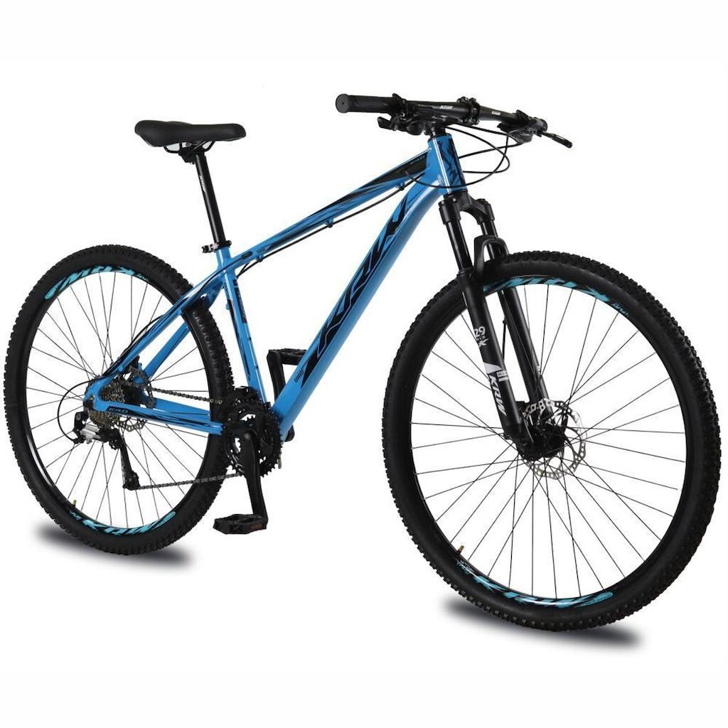 Bicicleta aro 29 KRW Alumínio 27 Velocidades Marchas Freio Hidráulico Suspensão C/ Trava ombro KR6
