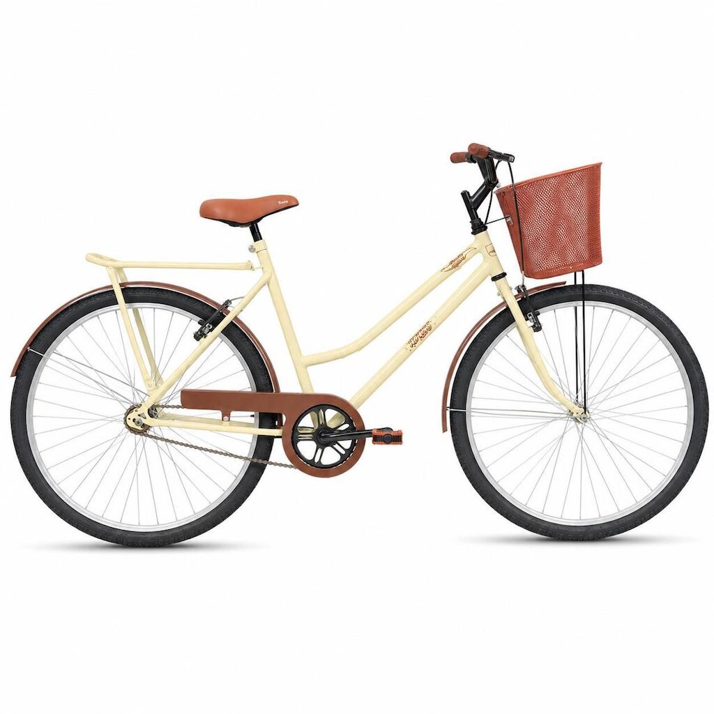 Bicicleta Feminina Forss Rose Retro Aro 26 Com Cesta