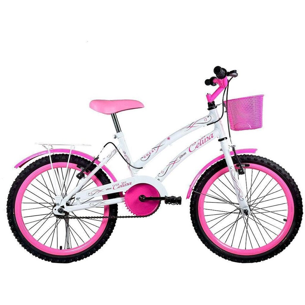 Bicicleta Infantil Aro 20" Colli Celina Azul Celeste com Cestinha Freio V-Brake
