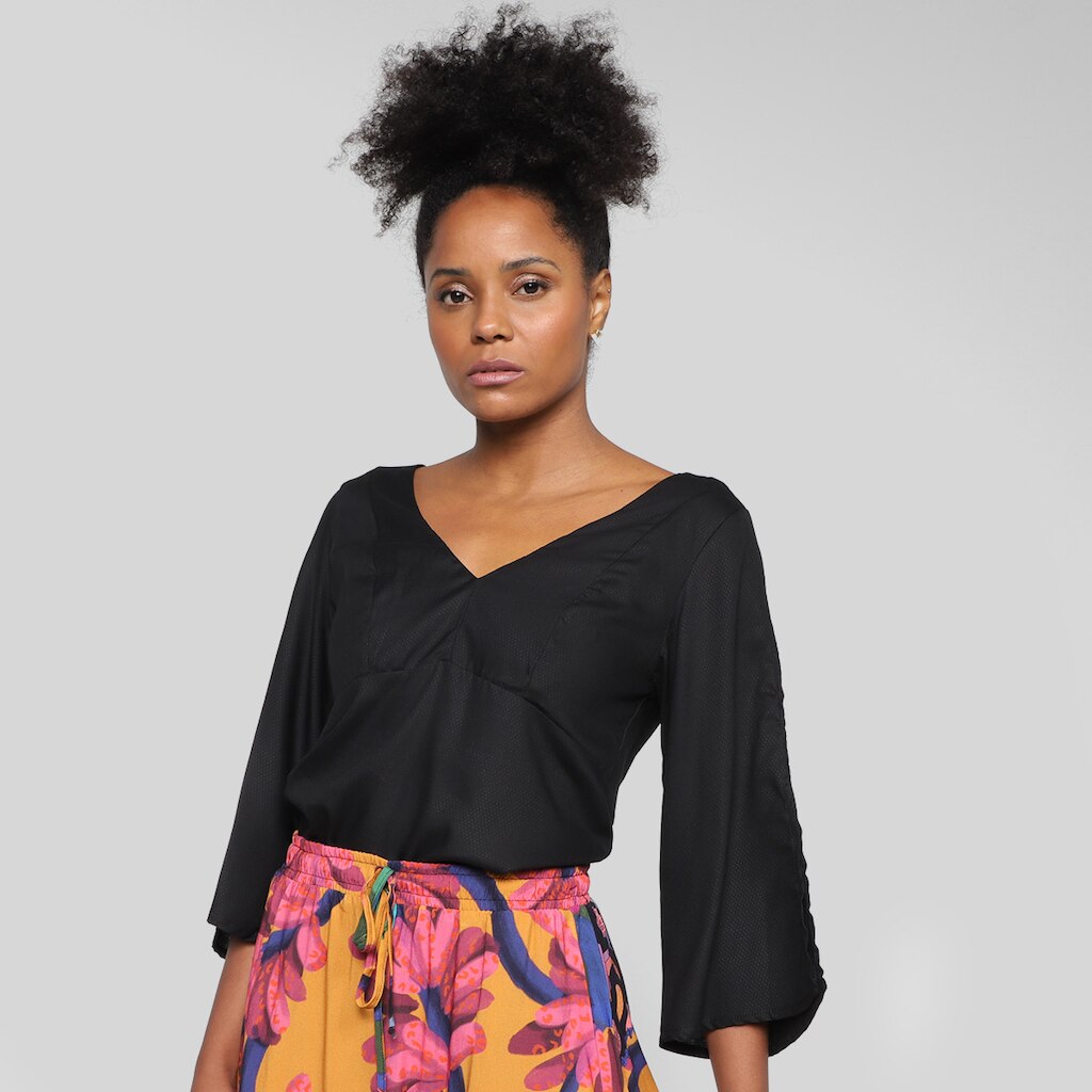Blusa Bata Mercatto Manga 3/4 Feminina