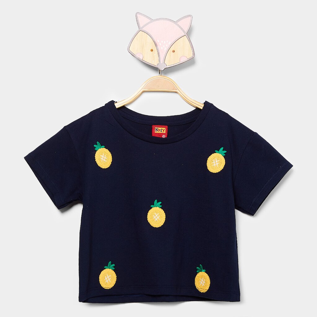 Blusa Cropped Infantil Kyly Abacaxi Menina