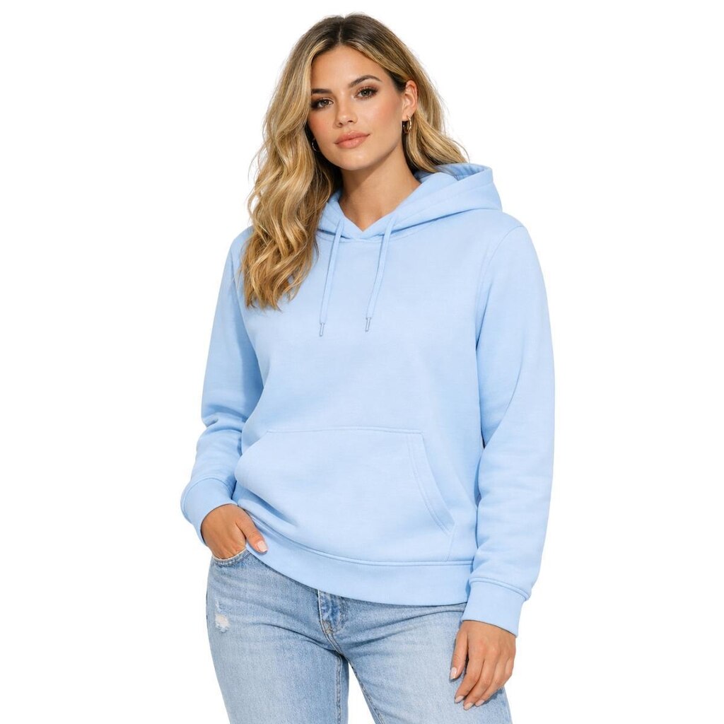 Blusa de Frio Moletom Liso Feminino Relaxado Com Capuz E Bolso Canguru