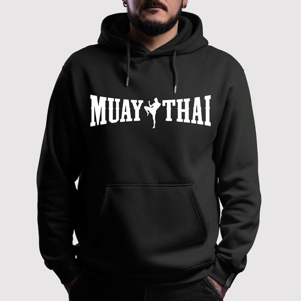 Blusa de Moletom Canguru Com Capuz Flanelada Muay Thai