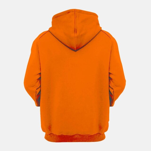 Blusa de Moletom Flanelada Canguru Com Capuz Laranja