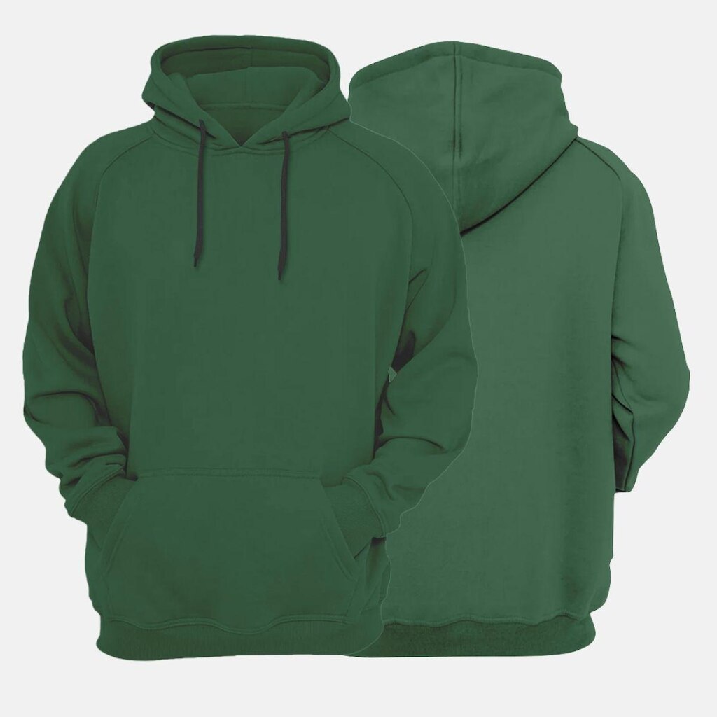 Blusa de Moletom Flanelada Canguru Com Capuz Verde