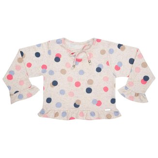 Blusa Infantil Look Jeans Moletinho Poás Bege - 04 - UNICA