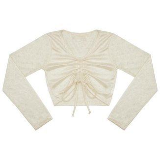 Blusa Juvenil Look Jeans Amarração Bege - NATURAL - 12