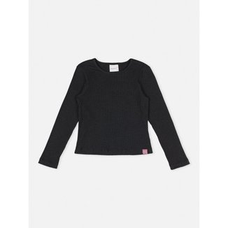 BLUSA MANGA LONGA BASICA CANELADA BLACK