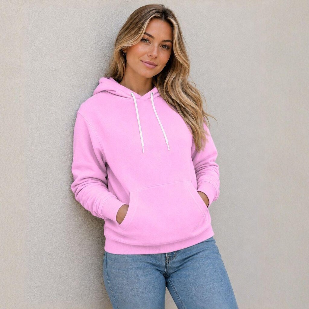 Blusa Resina Moletom Canguru com Capuz Liso Feminino