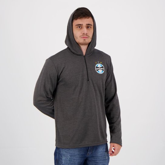 Blusão Grêmio Hoodie Grafite Mescla