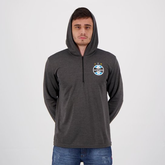 Blusão Grêmio Hoodie Grafite Mescla