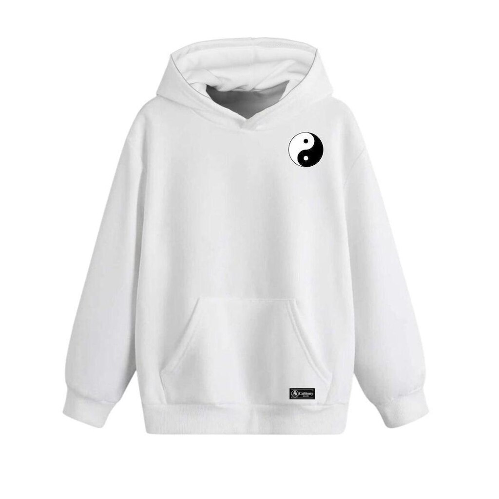 Blusão Moletom Canguru Yin Yang Infantil Personalizado com Capuz e Bolso