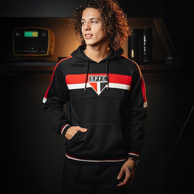 Blusão Moletom Retrô São Paulo Preto Masculino