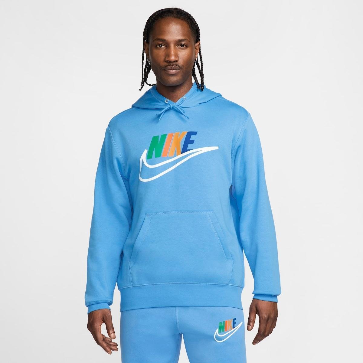Nike Hoodie Moletom Azul Nike Nike Club Blusa Da Nike De Frio