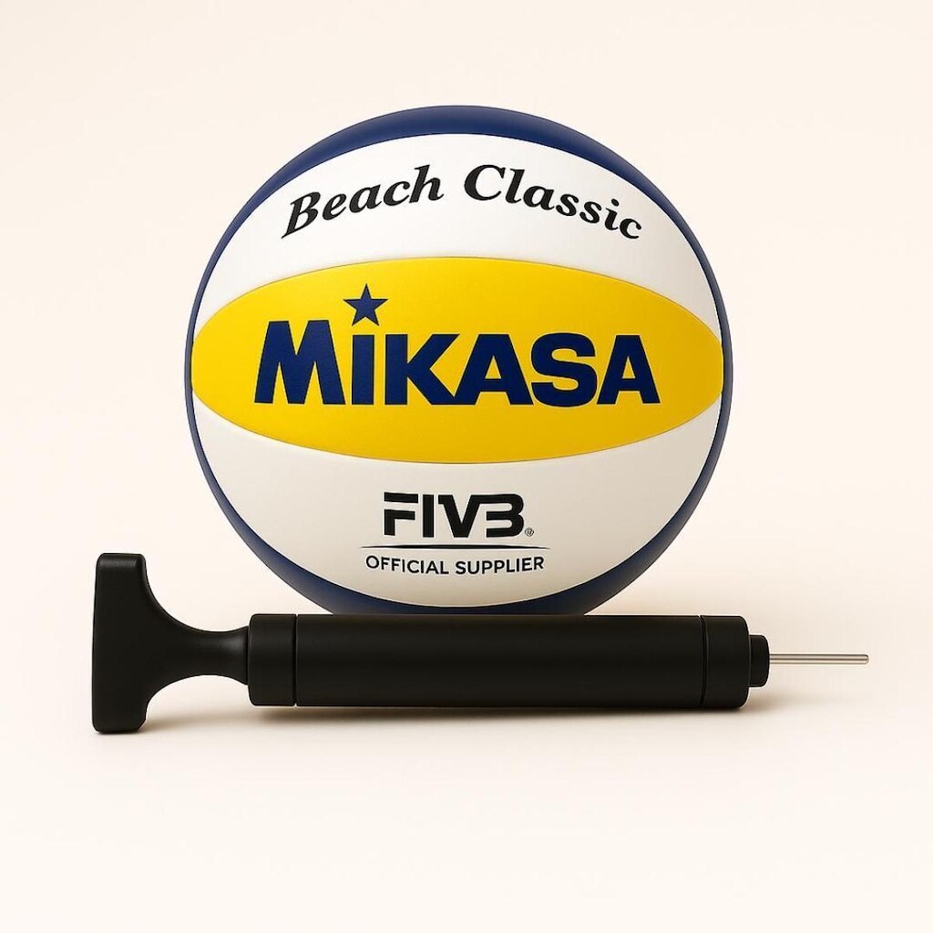 Bola de Vôlei de Praia Mikasa Beach Classic BVC e Bomba de Ar