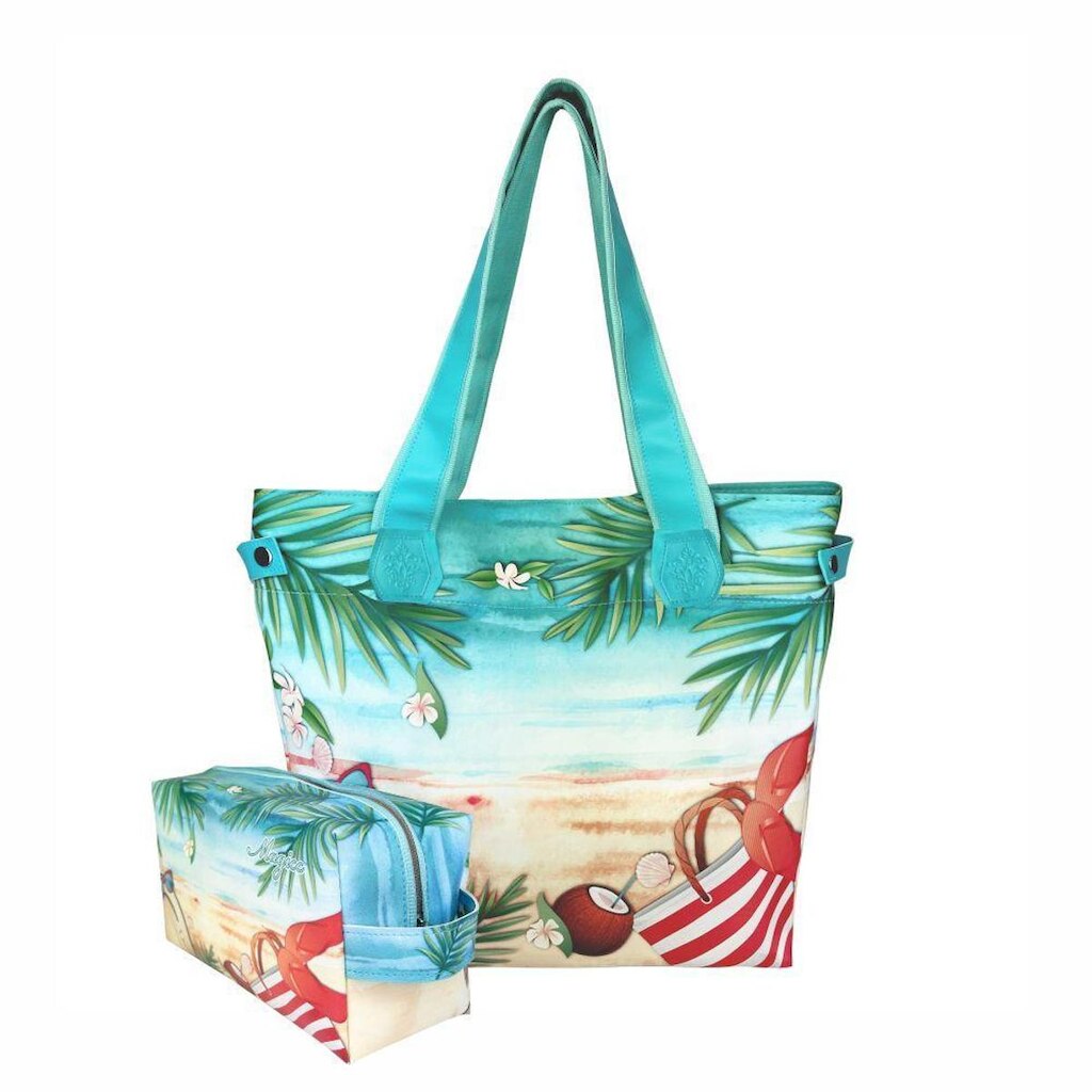 Bolsa Feminina Praia Azul e Necessaire Impermeável Magicc BN-232