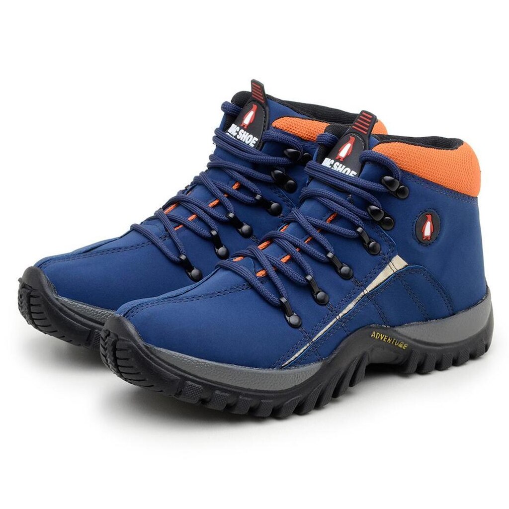 Bota Adventure em Couro Azul e Laranja Masculino