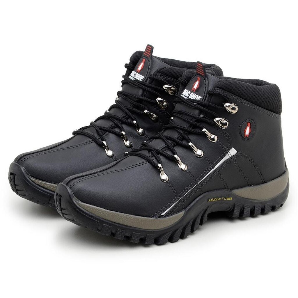 Bota Adventure em Couro Preto e Branco Masculino