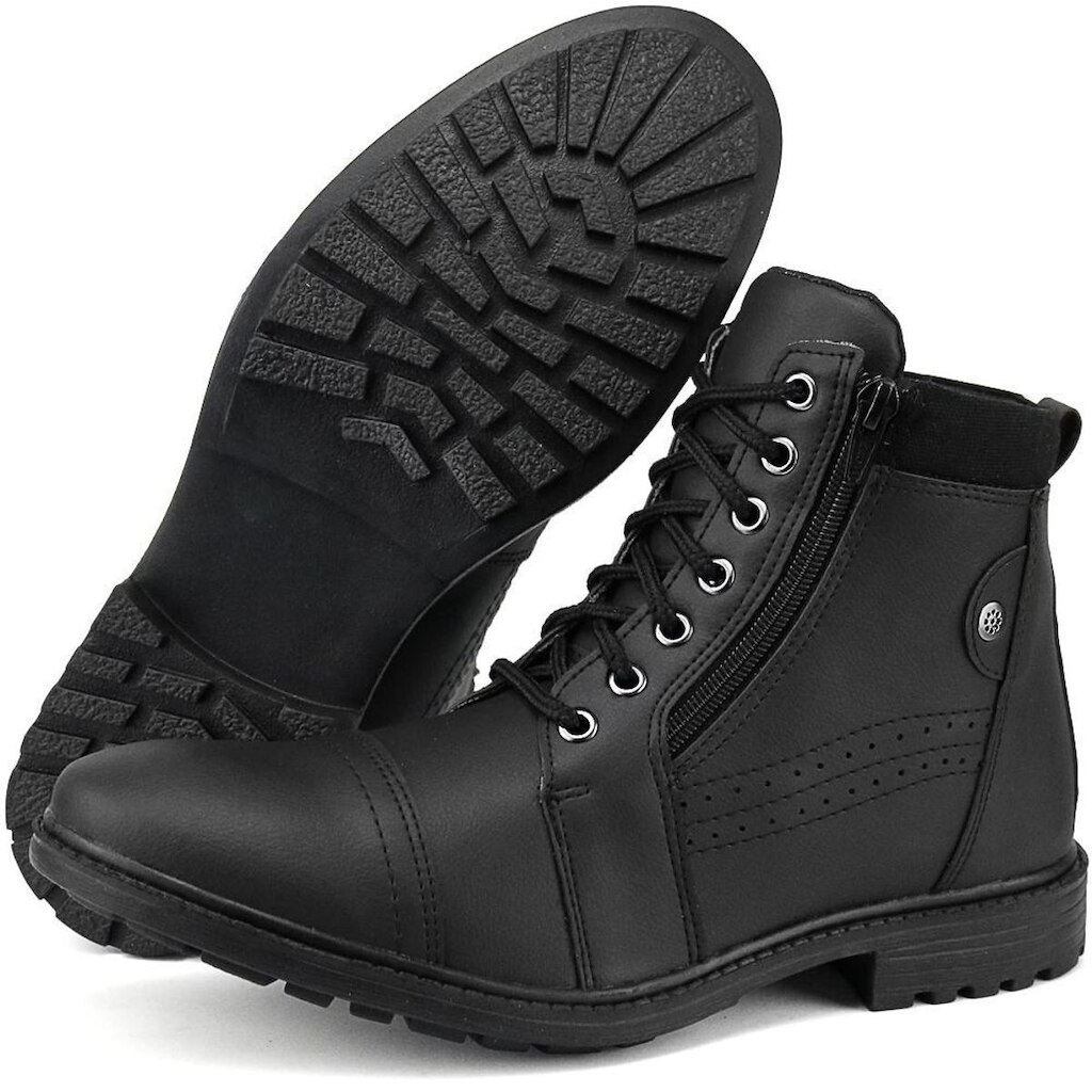 Bota Coturno Com Ziper Lateral Perfuros Masculino