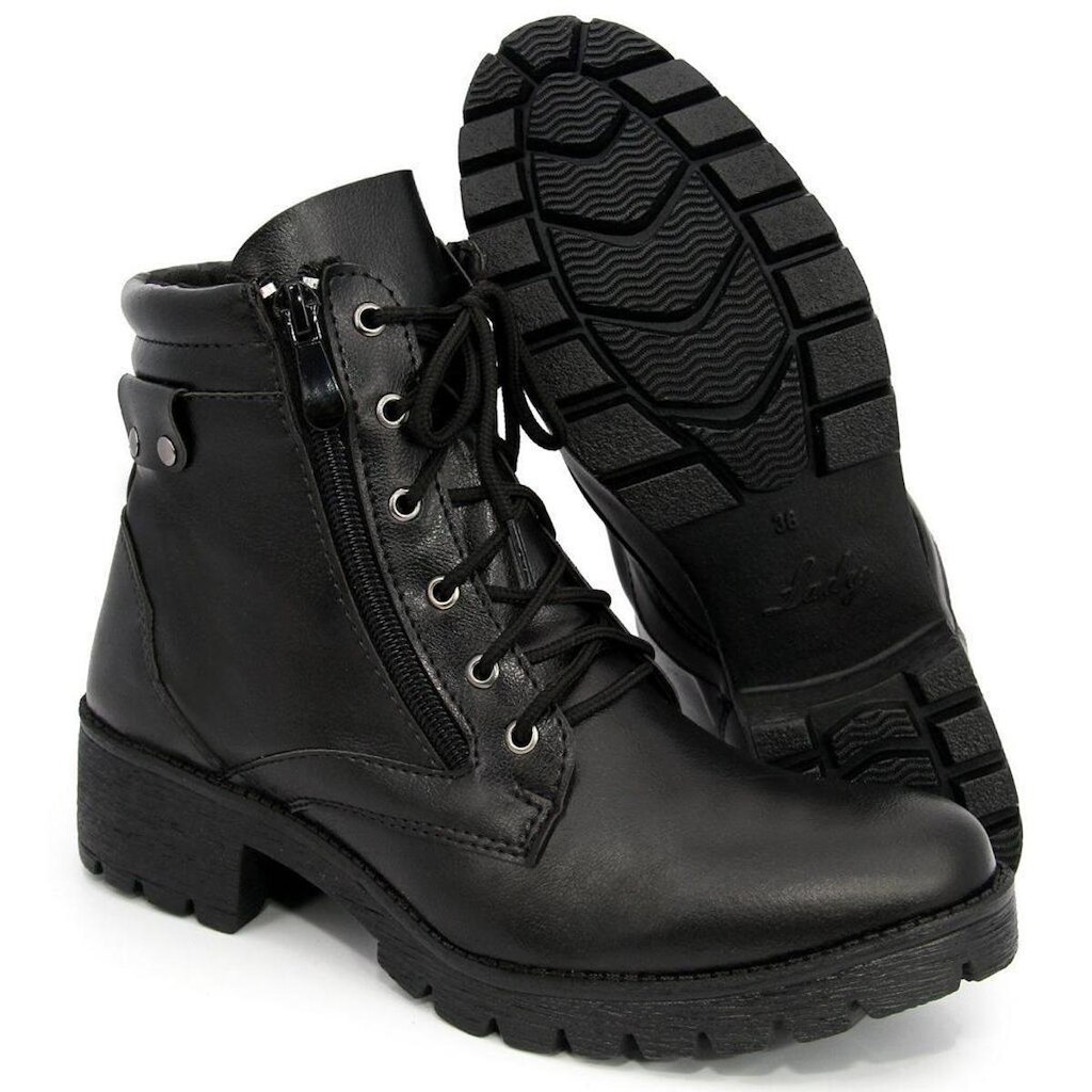 Bota Coturno Feminina Couro Tratorada Chelsea Confort Flex