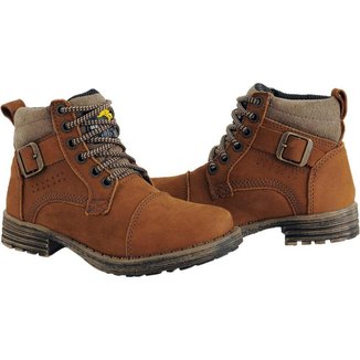Bota Coturno Infantil Menino Couro Macia Casual Conforto
