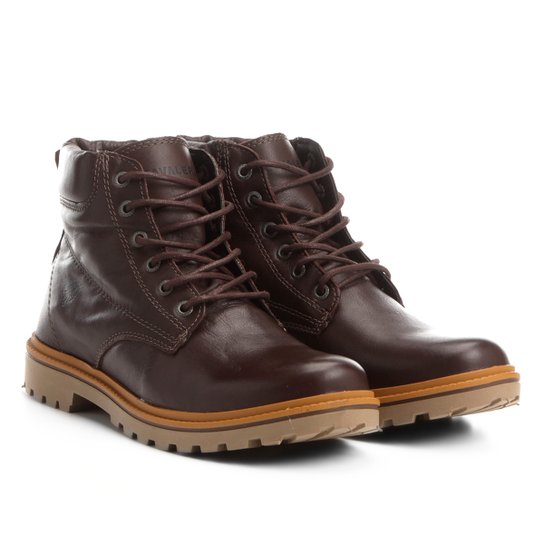 Bota Couro Coturno Cavalera Leo Masculina - Café