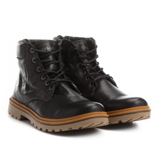Bota Couro Coturno Cavalera Leo Masculina - Preto