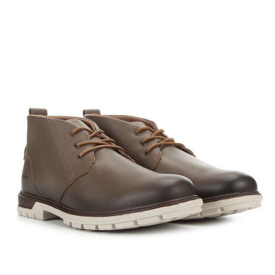 Bota Couro Coturno Kildare Hampton Cano Curto Masculina - Bege