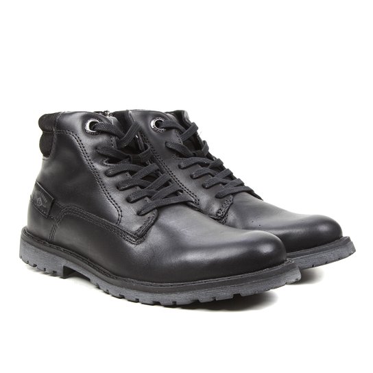 Bota Couro West Coast Cano Médio Masculina - Preto Menor preço em Bota Couro West Coast Cano Médio Masculina - Preto
