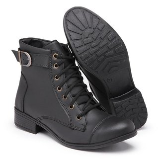 Bota Feminina Salto Baixo Cano Curto Botinha Macia Confortavel